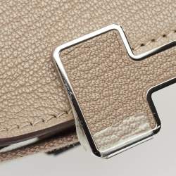 Pre Owned Hermès Etoupe Chevre Mysore Leather Palladium Finish Geta Bag