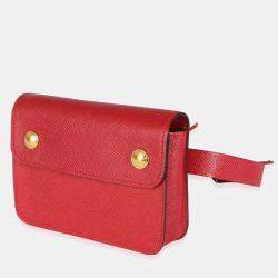 Hermes Rouge Vif Courchevel Pochette Belt Bag GHW