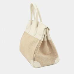 Hermes Ash White Natural Swift Toile K Engraved Silver Hardware Birkin 30 Handbag