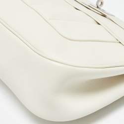Pre Owned Hermes White Evercolor Leather Palladium Finish Berline 28 Bag