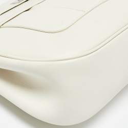 Pre Owned Hermes White Evercolor Leather Palladium Finish Berline 28 Bag