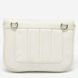 Pre Owned Hermes White Evercolor Leather Palladium Finish Berline 28 Bag