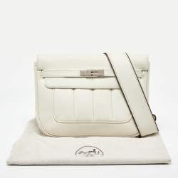 Pre Owned Hermes White Evercolor Leather Palladium Finish Berline 28 Bag