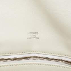 Pre Owned Hermes White Evercolor Leather Palladium Finish Berline 28 Bag