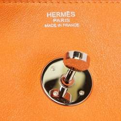 Hermes Orange Swift Leather Palladium Finish Lindy 34 Bag
