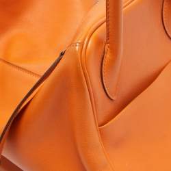 Hermes Orange Swift Leather Palladium Finish Lindy 34 Bag