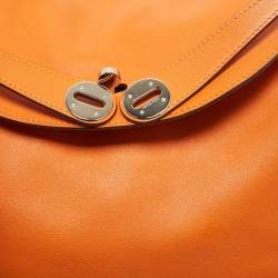 Hermes Orange Swift Leather Palladium Finish Lindy 34 Bag