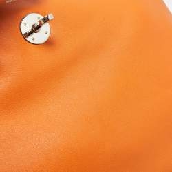 Hermes Orange Swift Leather Palladium Finish Lindy 34 Bag