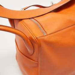 Hermes Orange Swift Leather Palladium Finish Lindy 34 Bag
