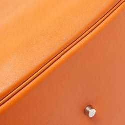 Hermes Orange Swift Leather Palladium Finish Lindy 34 Bag