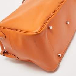 Hermes Orange Swift Leather Palladium Finish Lindy 34 Bag