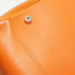 Hermes Orange Swift Leather Palladium Finish Lindy 34 Bag