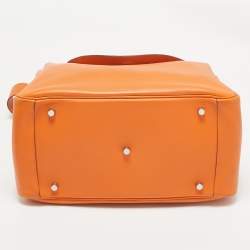 Hermes Orange Swift Leather Palladium Finish Lindy 34 Bag
