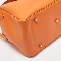 Hermes Orange Swift Leather Palladium Finish Lindy 34 Bag