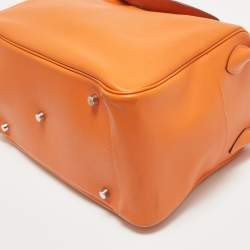 Hermes Orange Swift Leather Palladium Finish Lindy 34 Bag