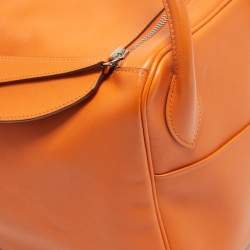 Hermes Orange Swift Leather Palladium Finish Lindy 34 Bag