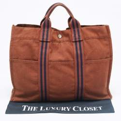 Pre Owned Hermes Brown Canvas Fourre Tout Tote