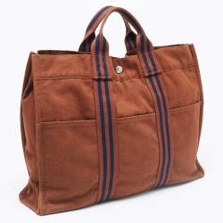 Pre Owned Hermes Brown Canvas Fourre Tout Tote