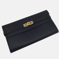 Hermes Black Epsom Leather Kelly Long Wallet