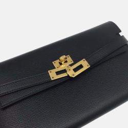 Hermes Black Epsom Leather Kelly Long Wallet