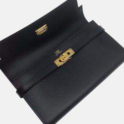 Hermes Black Epsom Leather Kelly Long Wallet