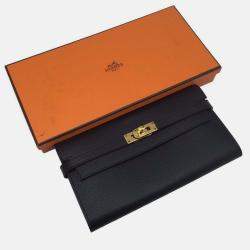 Hermes Black Epsom Leather Kelly Long Wallet