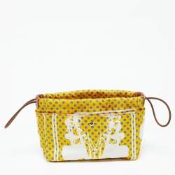 Pre Owned Hermes Yellow Silk and Barenia Leather Fourbi 20 Pouch