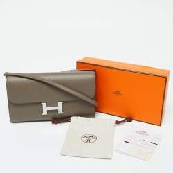 Hermès Gris Etain Epsom Leather Constance Long To Go Wallet