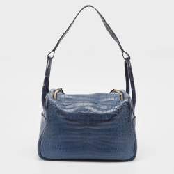 Hermes Blue Indigo Crocodile Niloticus Lindy 30 Bag