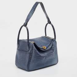 Hermes Blue Indigo Crocodile Niloticus Lindy 30 Bag