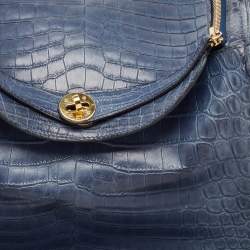 Hermes Blue Indigo Crocodile Niloticus Lindy 30 Bag