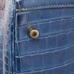 Hermes Blue Indigo Crocodile Niloticus Lindy 30 Bag