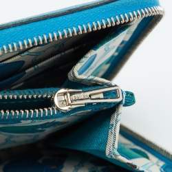 Hermes Blue Izmir Epsom Leather Silk'In Classique Long Wallet