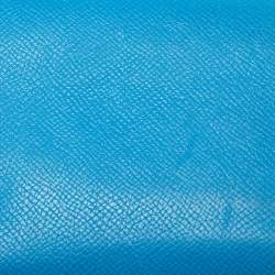 Hermes Blue Izmir Epsom Leather Silk'In Classique Long Wallet