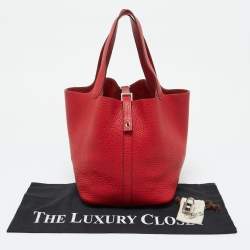 Hermes Rouge Garance Taurillon Clemence Leather Picotin Lock 22 Bag
