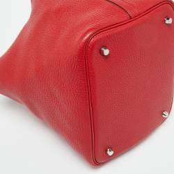 Hermes Rouge Garance Taurillon Clemence Leather Picotin Lock 22 Bag
