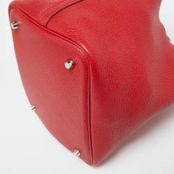 Hermes Rouge Garance Taurillon Clemence Leather Picotin Lock 22 Bag