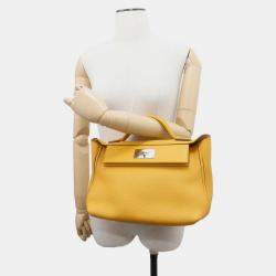 Hermes Van Quatre Jaune Ambre Taurillon Clemence Swift Leather 29 Top Handle Bag