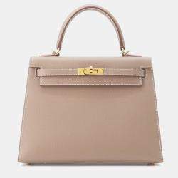 Hermes  Etoupe Epsom Kelly Sellier 25 Top Handle Bag