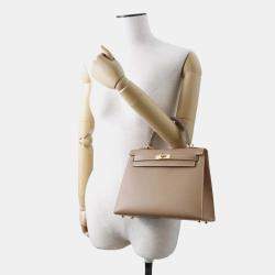 Hermes  Etoupe Epsom Kelly Sellier 25 Top Handle Bag