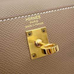 Hermes  Etoupe Epsom Kelly Sellier 25 Top Handle Bag