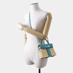 Hermes Vert Verone Swift Leather Wicker Picnic Mini Kelly 20 Top Handle Bags