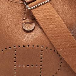 Pre Owned Hermes Gold Taurillon Clemence Leather Evelyne III PM Bag