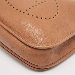 Pre Owned Hermes Gold Taurillon Clemence Leather Evelyne III PM Bag