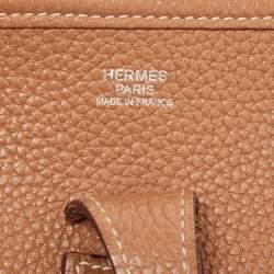 Pre Owned Hermes Gold Taurillon Clemence Leather Evelyne III PM Bag