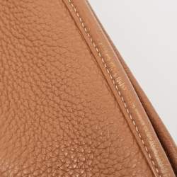 Pre Owned Hermes Gold Taurillon Clemence Leather Evelyne III PM Bag
