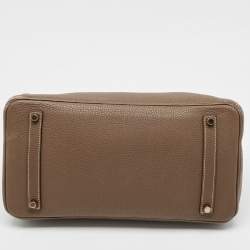 Hermes Etoupe Togo Leather Gold Finish Birkin 35 Bag