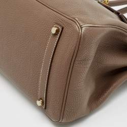 Hermes Etoupe Togo Leather Gold Finish Birkin 35 Bag