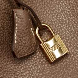 Hermes Etoupe Togo Leather Gold Finish Birkin 35 Bag