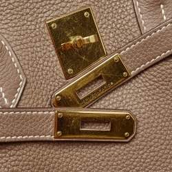 Hermes Etoupe Togo Leather Gold Finish Birkin 35 Bag